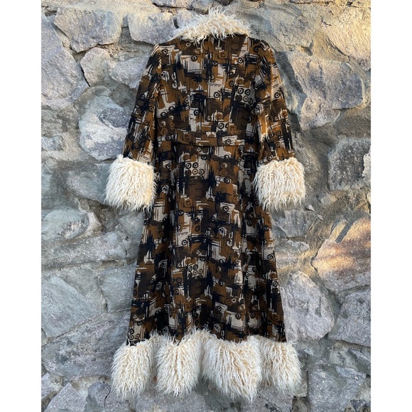 ILGWU Union Made | Rare Vintage 60s 70s Tapestry Penny Lane Duster Fur Coat - Picture 4 of 15